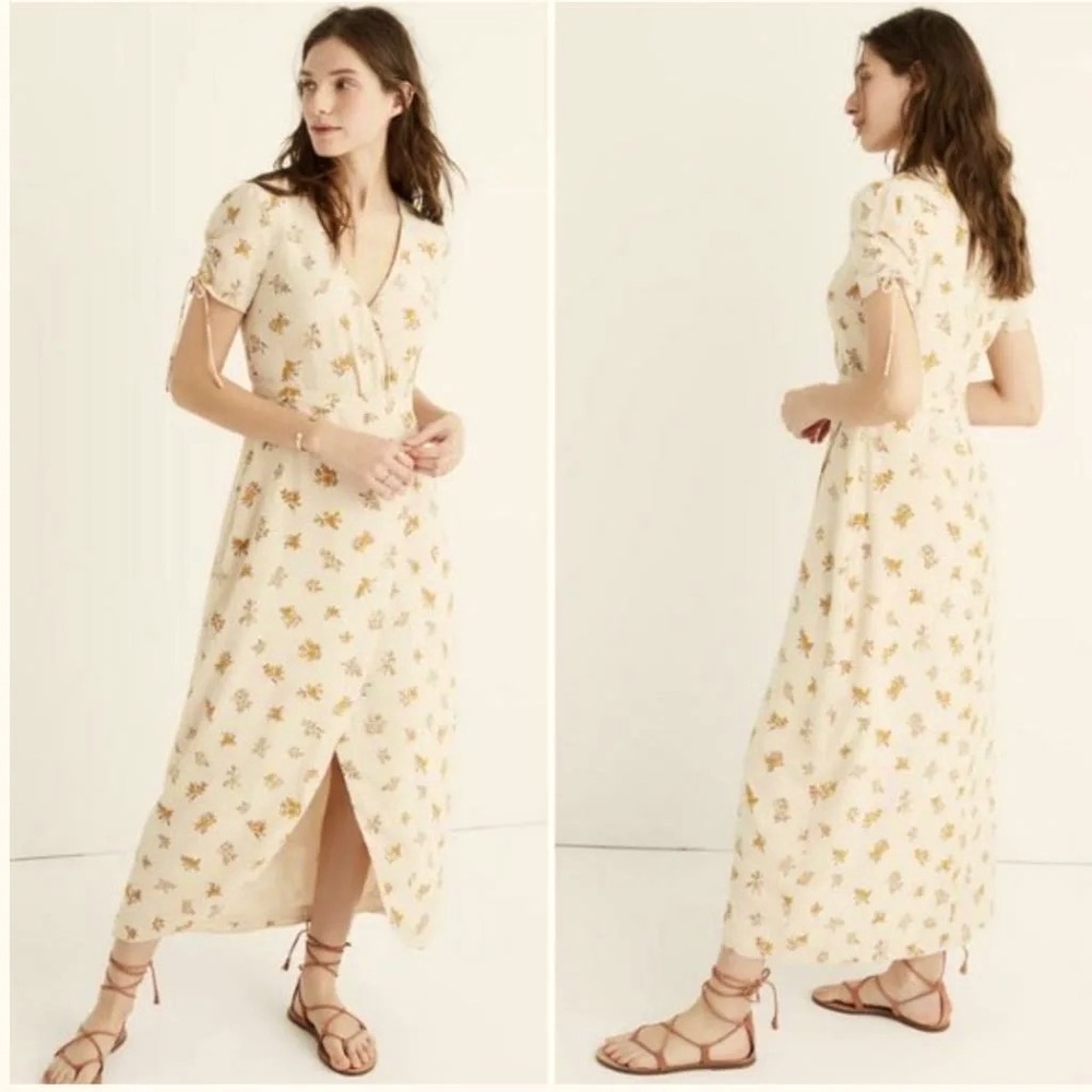 Madewell silk floral maxi wrap dress